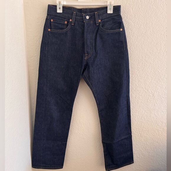 Levi's 501 dark Blue Straight Jeans with Classic Cut - Picture 1 of 9